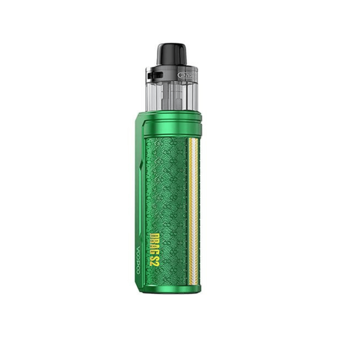 VooPoo Drag S2 Pod Kit in moss green, featuring textured grip and sleek design.