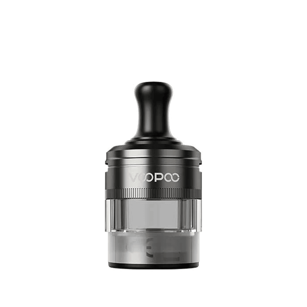 Voopoo PnP-X MTL replacement pod, transparent design, black mouthpiece.