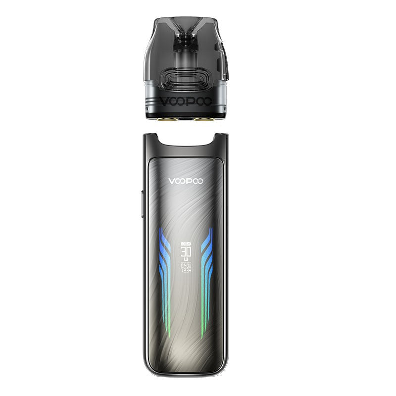 Voopoo Vmate Max Pod vape kit with sleek design and colourful accents on a white background.
