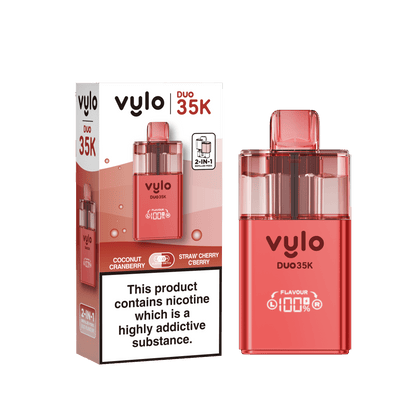 Vylo Duo 35k 2 in 1 Prefilled Pod Vape Box of 5, Coconut Cranberry, Straw Cherry Cranberry Flavour