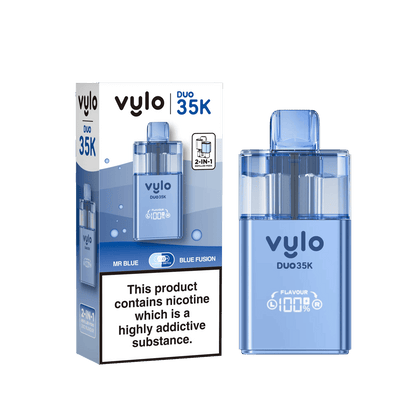 Vylo Duo 35k 2 in 1 Prefilled Pod Vape Box of 5, Mr Blue, Blue Fusion Flavour