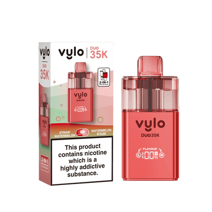 Vylo Duo 35k 2 in 1 Prefilled Pod Vape Box of 5, Straw Watermelon, Watermelon B Gum Flavour