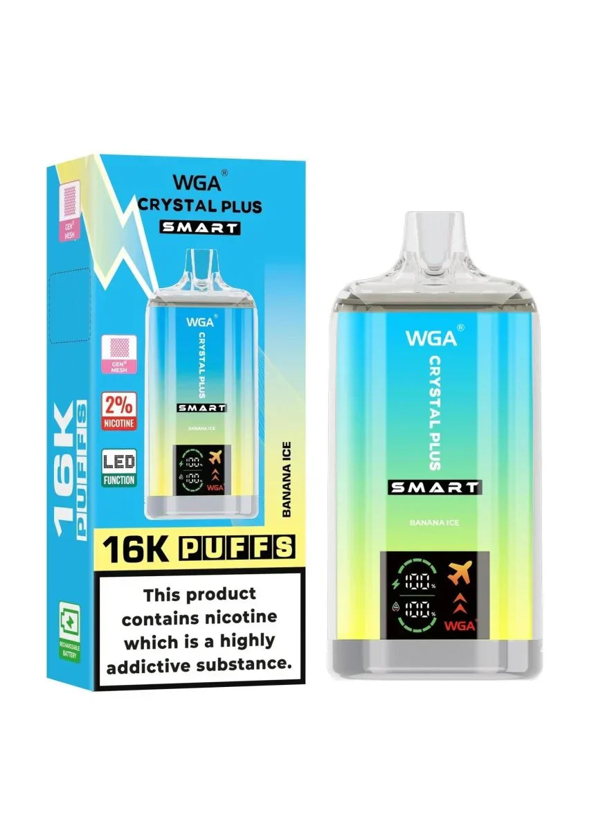WGA Crystal Plus Smart 16K Prefilled Vape Kit Box of 10, Banana Ice Flavour