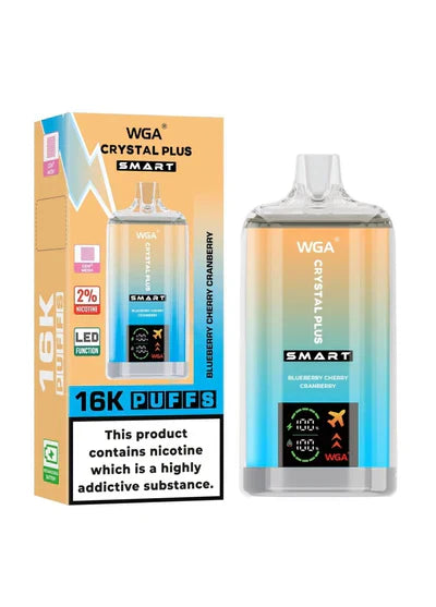 WGA Crystal Plus Smart 16K Prefilled Vape Kit Box of 10, Blueberry Cherry Cranberry Flavour