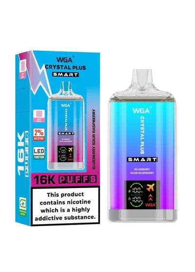 WGA Crystal Plus Smart 16K Prefilled Vape Kit Box of 10, Blueberry Sour Raspberry Flavour
