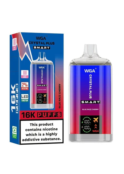 WGA Crystal Plus Smart 16K Prefilled Vape Kit Box of 10, Blue Razz Cherry Flavour