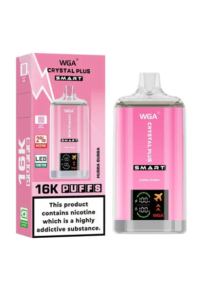 WGA Crystal Plus Smart 16K Prefilled Vape Kit Box of 10, Hubba Bubba Flavour