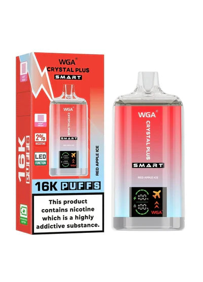 WGA Crystal Plus Smart 16K Prefilled Vape Kit Box of 10, Red Apple Ice Flavour