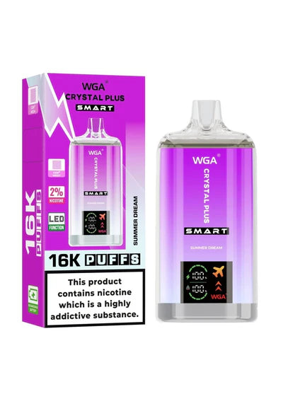 WGA Crystal Plus Smart 16K Prefilled Vape Kit Box of 10, Summer Dream Flavour