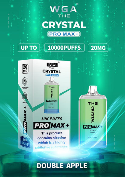 WGA Crystal Pro Max 10000 Puff Prefilled Vape Kit Box of 10, Double Apple Flavour