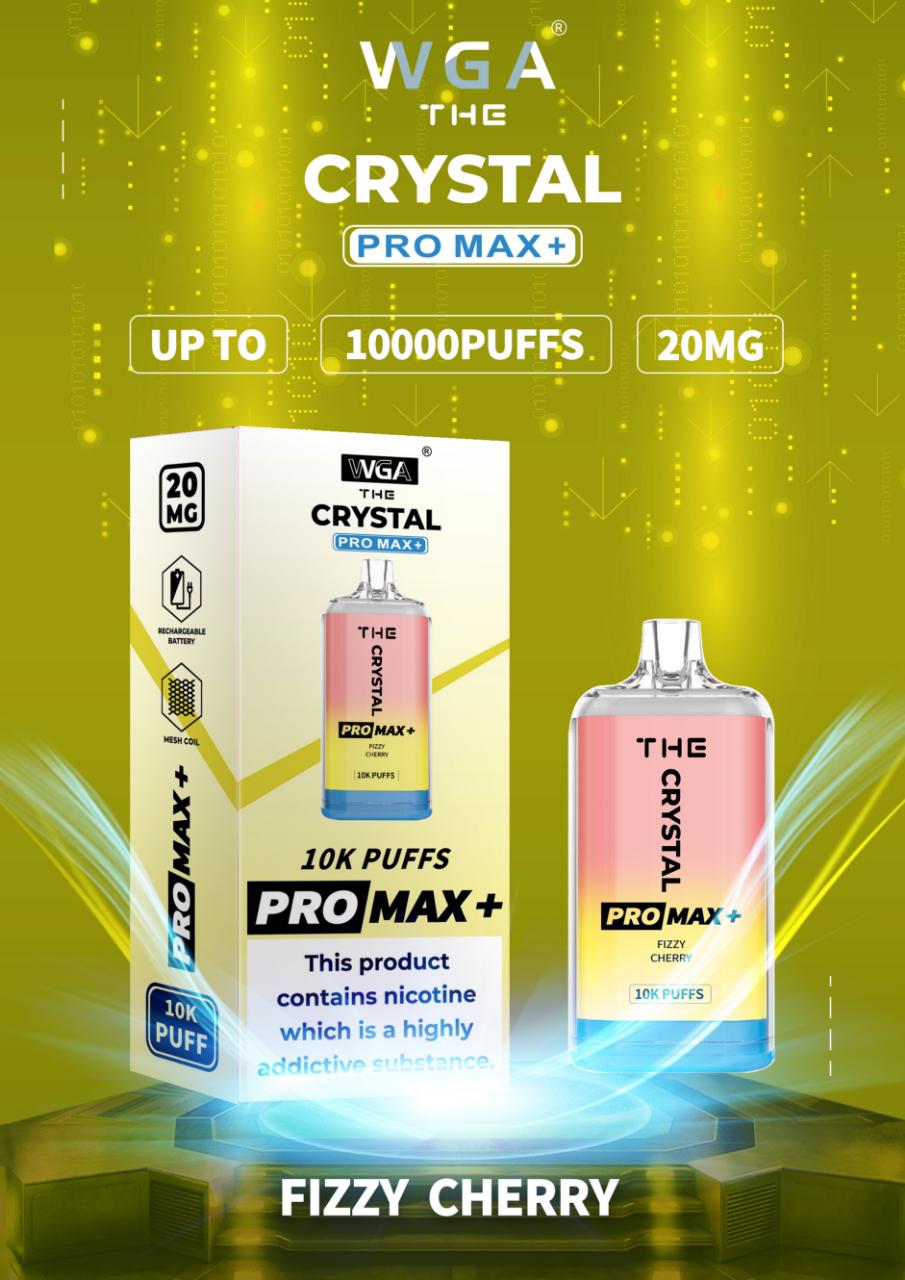 WGA Crystal Pro Max 10000 Puff Prefilled Vape Kit Box of 10, Fizzy Cherry Flavour