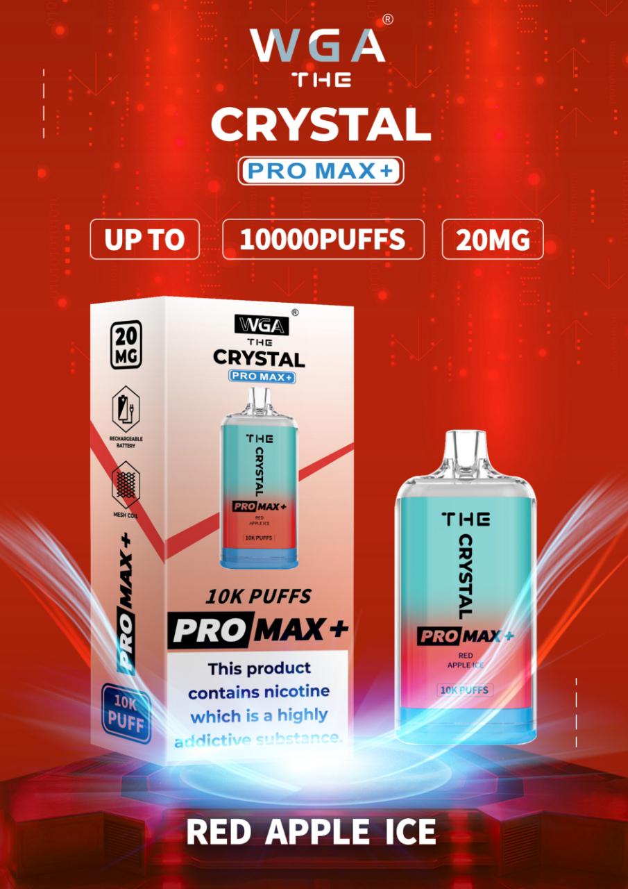 WGA Crystal Pro Max 10000 Puff Prefilled Vape Kit Box of 10, Red Appel Ice Flavour