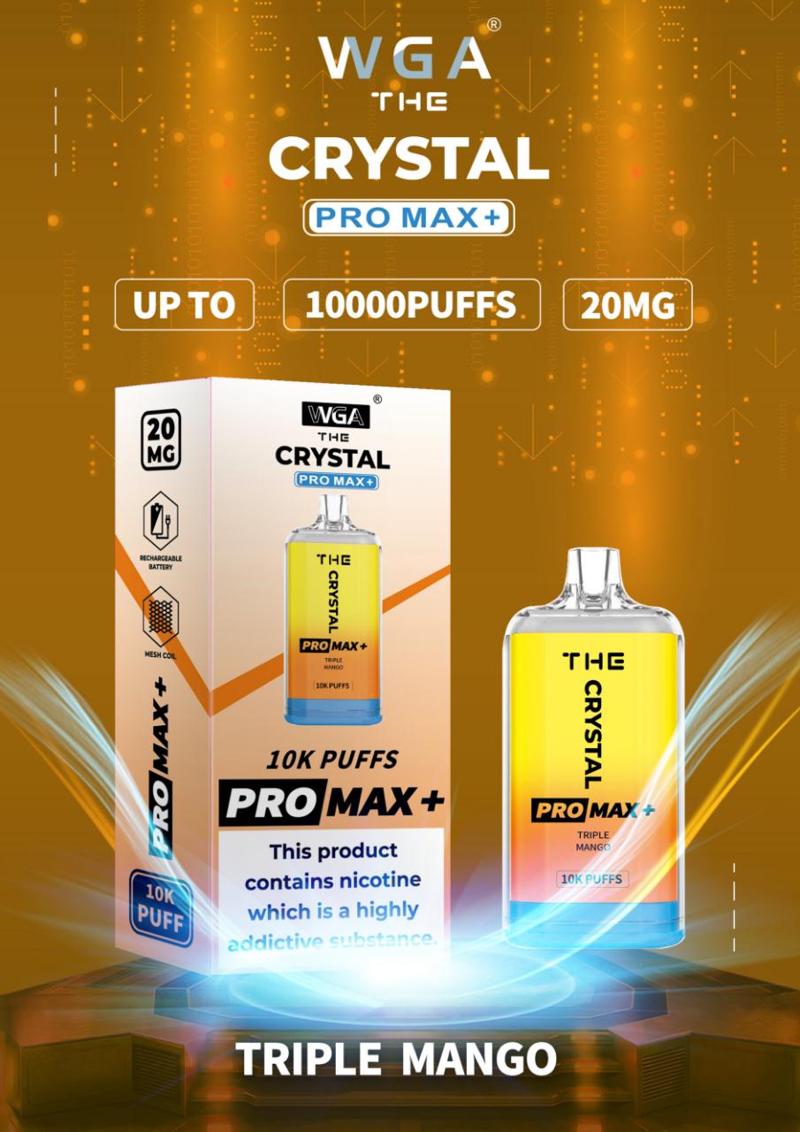 WGA Crystal Pro Max 10000 Puff Prefilled Vape Kit Box of 10, Triple Mango Flavour