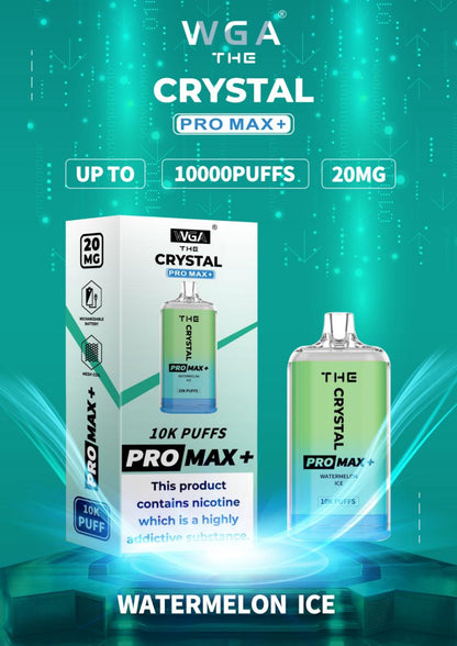 WGA Crystal Pro Max 10000 Puff Prefilled Vape Kit Box of 10, Watermelon Ice Flavour
