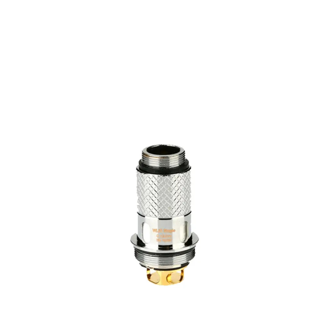 Wismec WL01 vape coil with metallic finish and gold-plated connectors, displayed side by side.