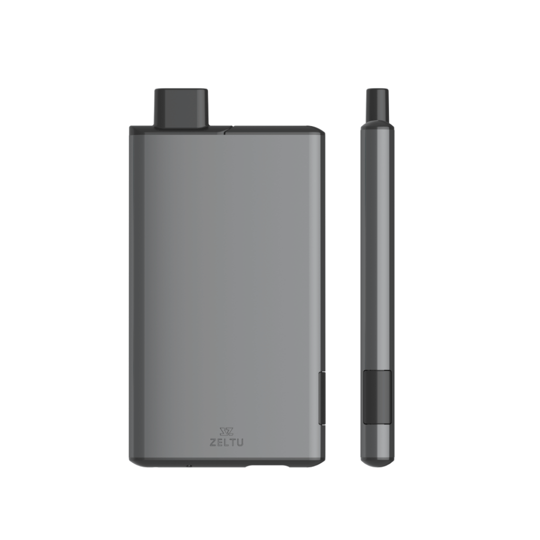 Zeltu X3 prefilled pod vape kit in grey, showing front and side views.