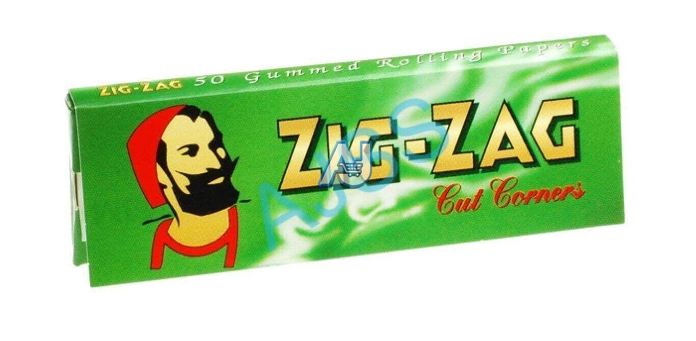 Zig Zag Green Standard Cut Corner Rolling Papers x100, Aj Super Store